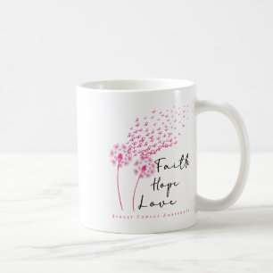 Ribbon Dandelion Faith Hope Liebe Brustkrebs Kaffeetasse