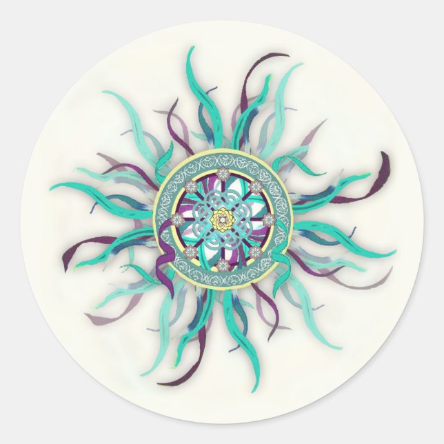 Ribbon Dharma Wheel Mandala Sticker (Vorderseite)