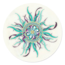 Ribbon Dharma Wheel Mandala Sticker