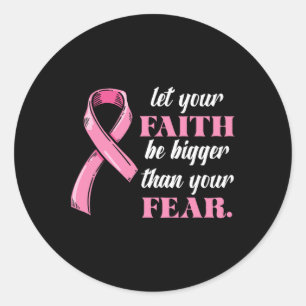 Ribbon Faith Breast Cancer Awareness Fear Warrior Runder Aufkleber