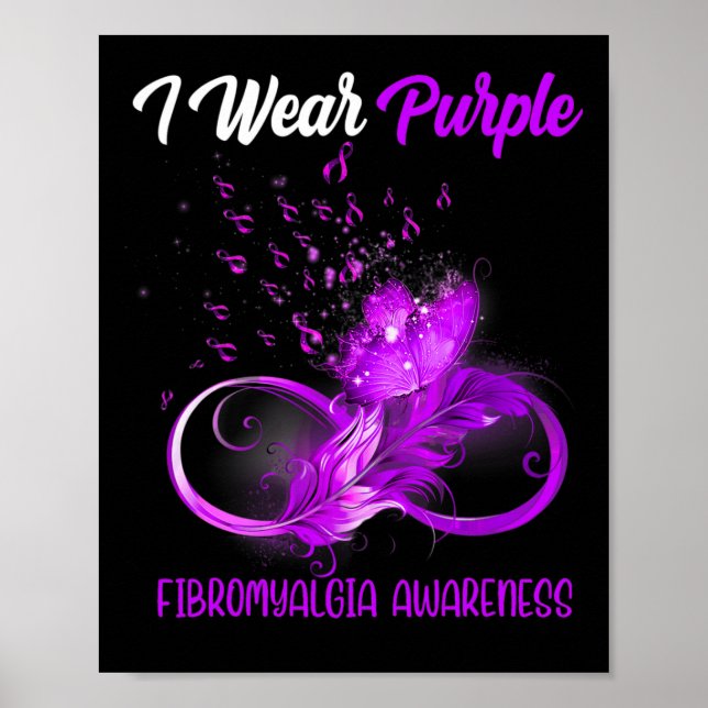 Ribbon Feather Fibromyalgie Bewusstsein Poster (Vorne)