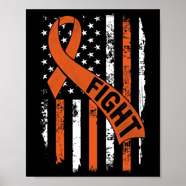 "Ribbon Fight American Flag Leukemia Awareness" 1 Poster (Vorne)
