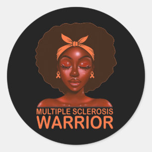 Ribbon Frau Awareness Warrior Black Afro Women Gir Runder Aufkleber