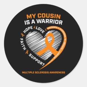 Ribbon Frau Warrior Cousin Multiple Sklerose Aware Runder Aufkleber