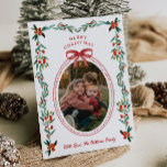 Ribbon Greenery Foto Weihnachtskarte Feiertagskarte<br><div class="desc">Foto Weihnachtskarte - Bereit,  von Ihnen personalisiert zu werden!</div>