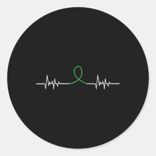 Ribbon Heart Beat - Bewusstsein für psychische Ges Runder Aufkleber