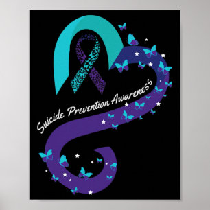 Ribbon Heart Butterfly Suicide Bewusstsein Mental  Poster