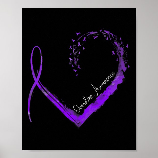Ribbon Heart Overdose Awareness  Poster (Vorne)