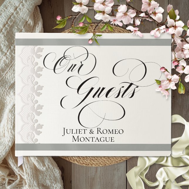 Ribbon & Lace Hochzeit - Salbei Gästebuch (Von Creator hochgeladen)
