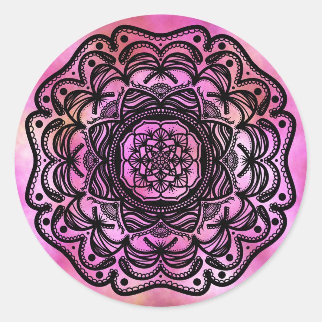 Ribbon Mandala Runder Aufkleber (Vorderseite)
