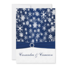 RIBBON Navy Blue, White Snowflakes Hochzeit