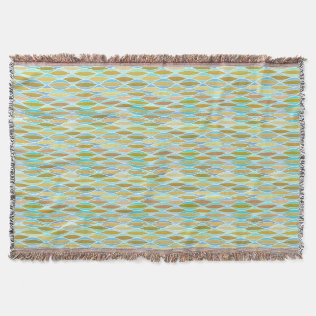 Ribbon Print Mitte des Jahrhunderts - blaue und ne Decke (Vorderseite)