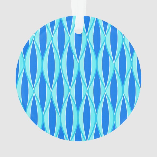 Ribbon Print Mitte des Jahrhunderts - Blautöne Ornament (Rückseite)