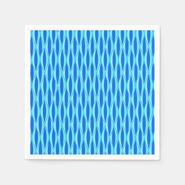 Ribbon Print Mitte des Jahrhunderts - Blautöne Serviette (Vorderseite)