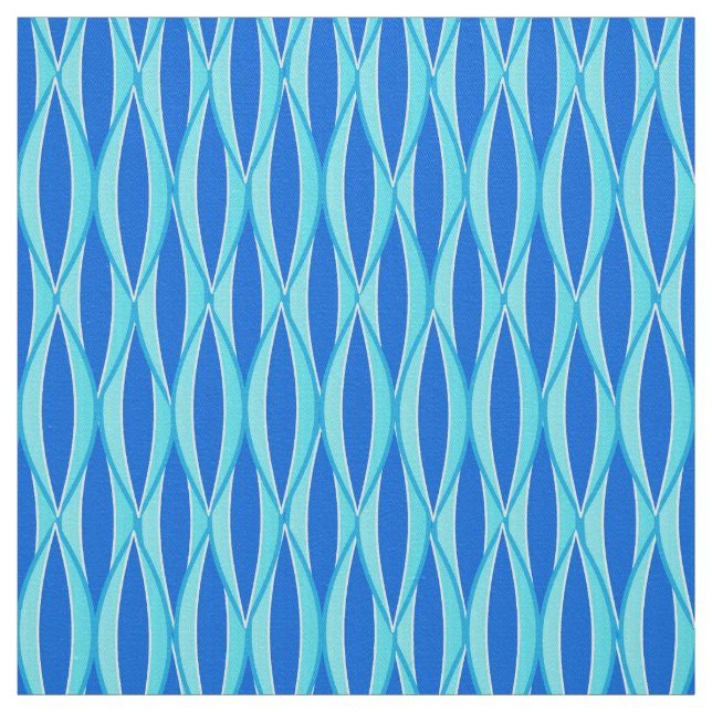 Ribbon Print Mitte des Jahrhunderts - Blautöne Stoff (Muster)