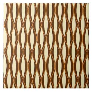 Ribbon-Print Mitte des Jahrhunderts - braun und cr Fliese