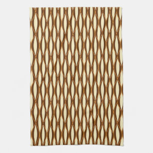 Ribbon-Print Mitte des Jahrhunderts - braun und cr Geschirrtuch