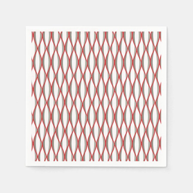 Ribbon Print Mitte des Jahrhunderts - grau, weiß,  Serviette (Vorderseite)