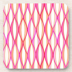 Ribbon Print Mitte des Jahrhunderts - Korallen und Untersetzer