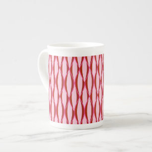 Ribbon Print Mitte des Jahrhunderts - Rosa und Bor Prozellantasse