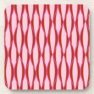 Ribbon Print Mitte des Jahrhunderts - Rosa und Bor Untersetzer