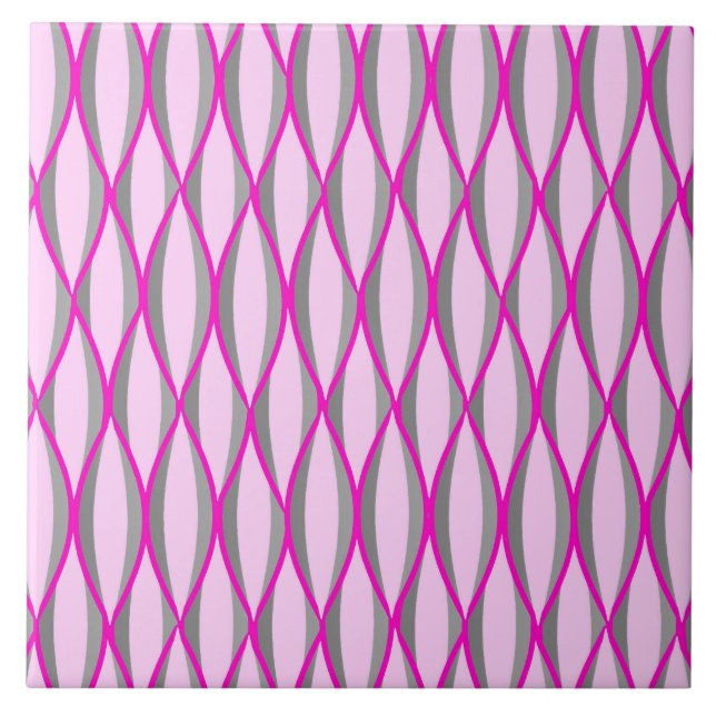 Ribbon-Print Mitte des Jahrhunderts - rosa und gra Fliese (Vorderseite)