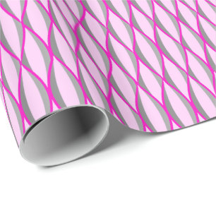 Ribbon-Print Mitte des Jahrhunderts - rosa und gra Geschenkpapier