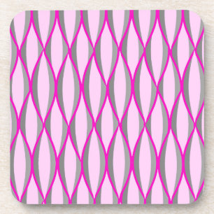 Ribbon-Print Mitte des Jahrhunderts - rosa und gra Getränkeuntersetzer