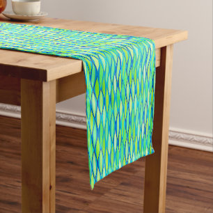 Ribbon Print Mitte des Jahrhunderts - türkis und L Kurzer Tischläufer
