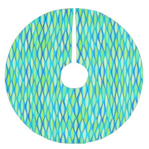 Ribbon Print Mitte des Jahrhunderts - türkis und L Polyester Weihnachtsbaumdecke