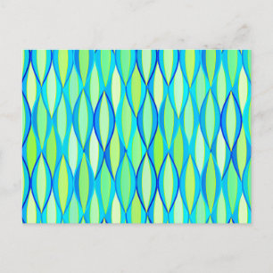 Ribbon Print Mitte des Jahrhunderts - türkis und L Postkarte