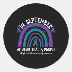 Ribbon Rainbo zur Sensibilisierung für Suizidpräve Runder Aufkleber