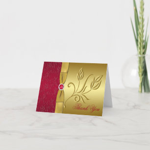 RIBBON Red, Gold Floral Dankeschön Karte