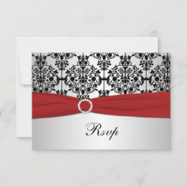 RIBBON-RSVP-Karte DRUCKT rot, grau und schwarz RSVP Karte