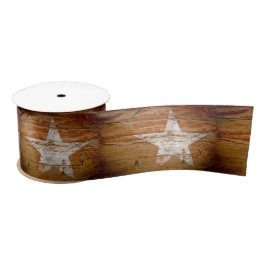 Ribbon Rustic WoodGrain Primitive White Paint Star Satinband