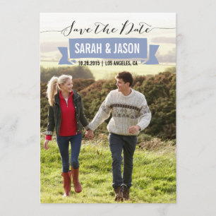 RIBBON SAVE THE DATE FOTOKARTEN - LAVENER