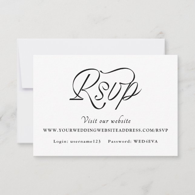 Ribbon Script Minimalist Wedding RSVP Karte (Vorderseite)