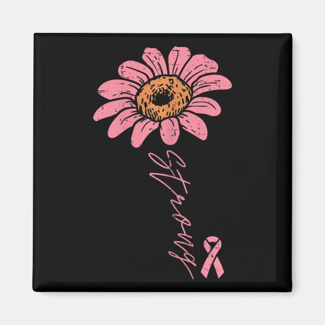Ribbon Sonnenblumen Starkes Brustkrebs-Bewusstsein Magnet (Vorne)