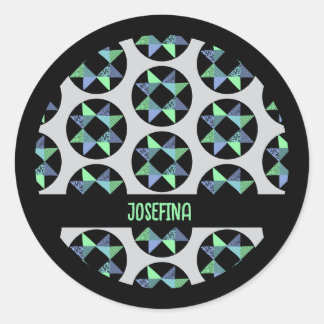 Ribbon-Star-Patchwork-Block Runder Aufkleber