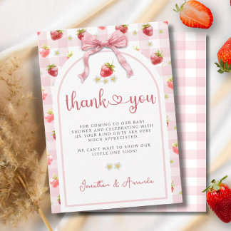 Ribbon Strawberries Berry Sweet Baby Dusche Dankeskarte