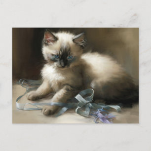 Ribbon Tangle Siamese Kitten Postkarte