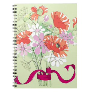 Ribbon-Tied Poppies: Daisy Bouquet. Notizblock