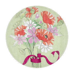 Ribbon-Tied Poppies: Daisy Bouquet. Schneidebrett