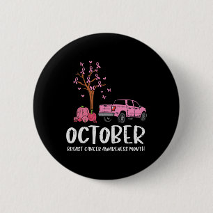 Ribbon Tree Truck Oktober Brustkrebs Bewusstsein Button