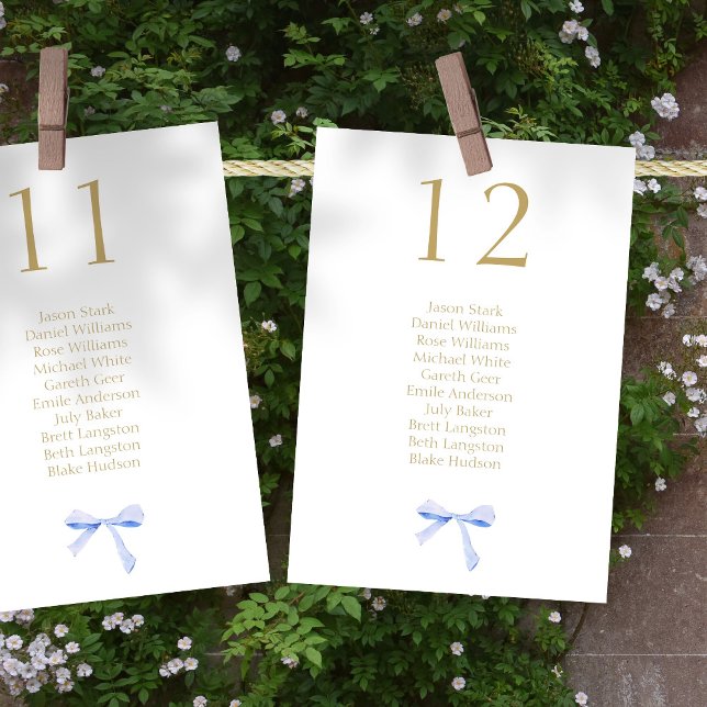 Ribbon Wedding White Tischnummer & Seating Card (Von Creator hochgeladen)
