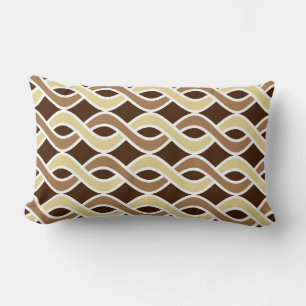 Ribbonen im Mid-Century-Modern-Stil, taupe und bra Lendenkissen