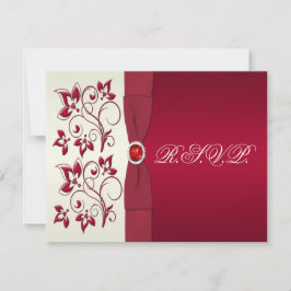RIBBONROT, Elfenbeinflorentelefonkarte RSVP Karte