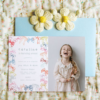 Ribbons and Bows Foto Girls Geburtstagsparty Einladung
