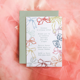 Ribbons and Bows Watercolor Girls Geburtstagsparty Einladung