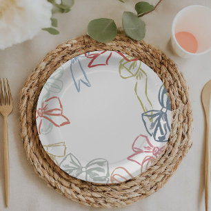 Ribbons and Bows Watercolor Girls Geburtstagsparty Pappteller